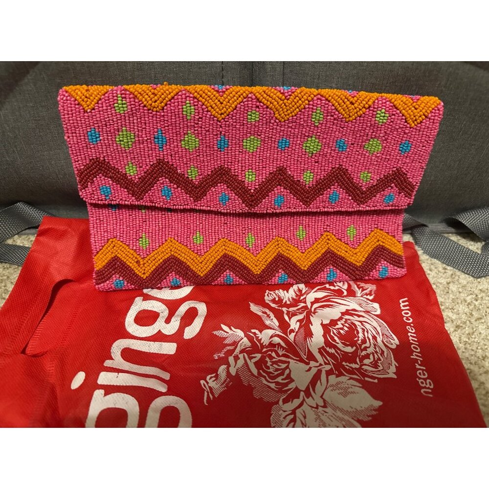 Ginger beaded pink clutch